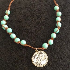 20” cute turquoise color beads necklace